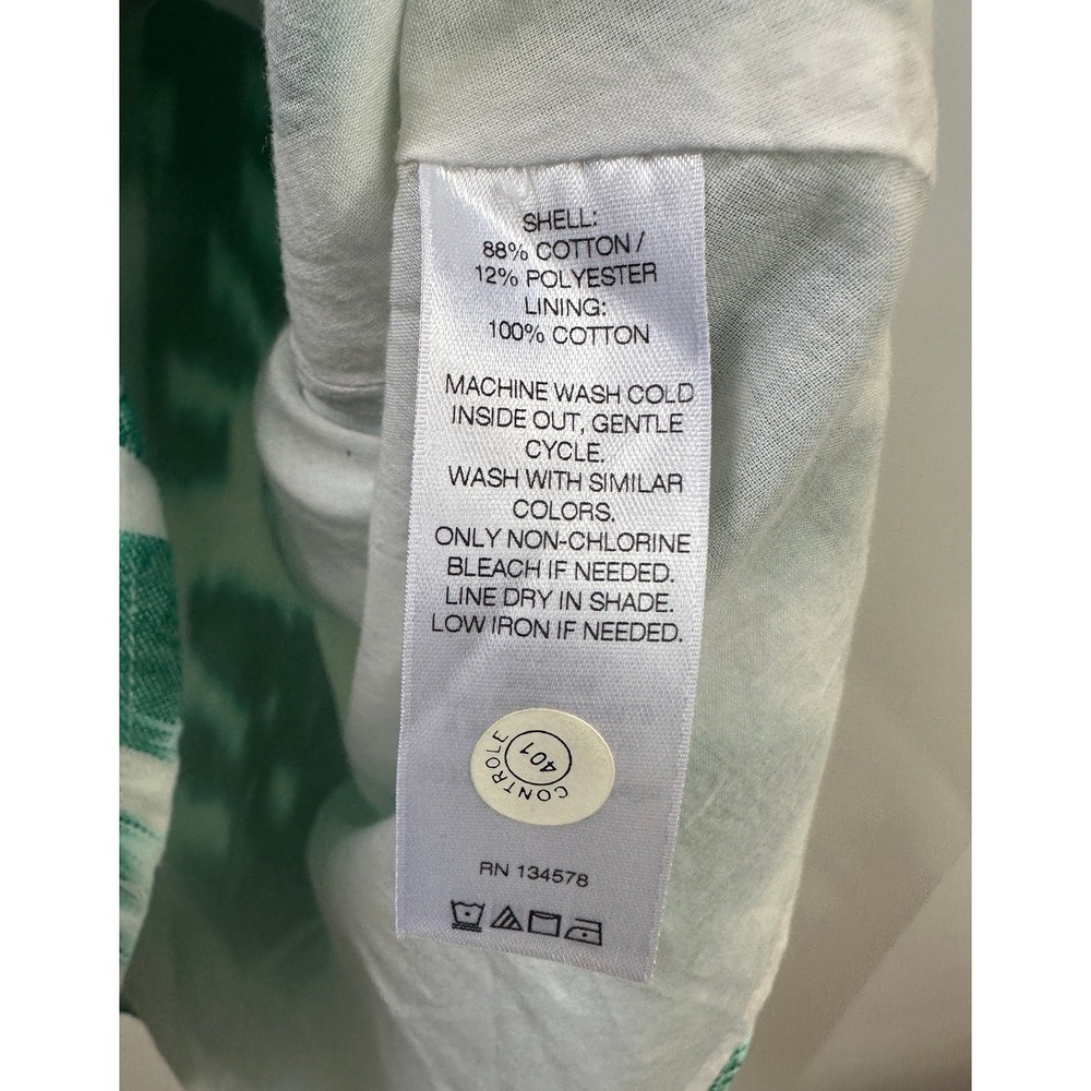 Vineyard Vines Green White Ikat Print Fit & Flare Short Sleeve Dress Size 10 - Picture 6 of 13